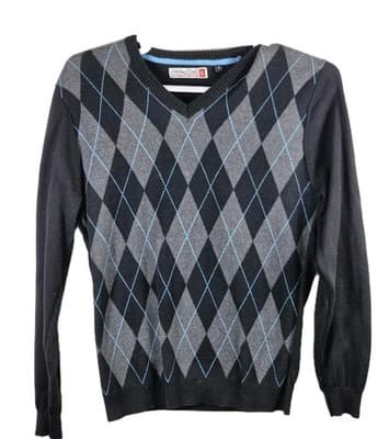 Sovereign Code Men's Large Black Multicolored Checkered Sweater - Image 1