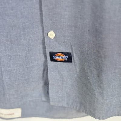 Dickie's Authentic Men's XL Blue Short Sleeve Button Up Shop Shirt - Thumbnail 3