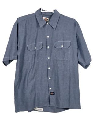 Dickie's Authentic Men's XL Blue Short Sleeve Button Up Shop Shirt - Image 1