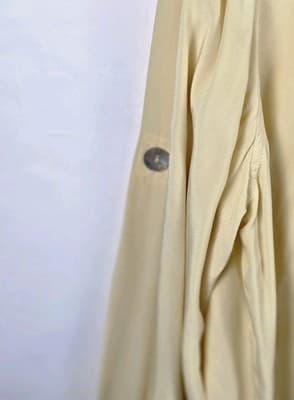 Bloomingdale's Women's Large Yellow 100% Silk Long Sleeve Button Up Shirt - Thumbnail 6