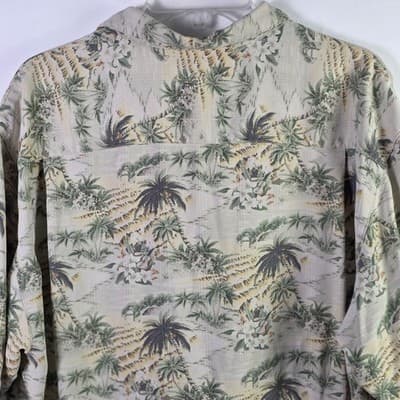 VTG Tommy Bahama Men's Medium 100% Silk Floral Hawaiian Aloha Palm Tree Shirt - Thumbnail 8