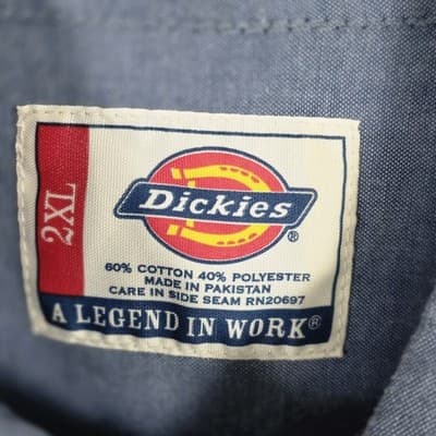 Dickie's Authentic Men's XL Blue Short Sleeve Button Up Shop Shirt - Thumbnail 2