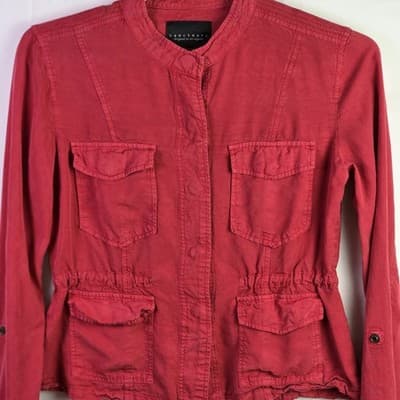 Sanctuary Women’s Medium Red Cargo Jacket With Roll Tab Sleeves - Thumbnail 2