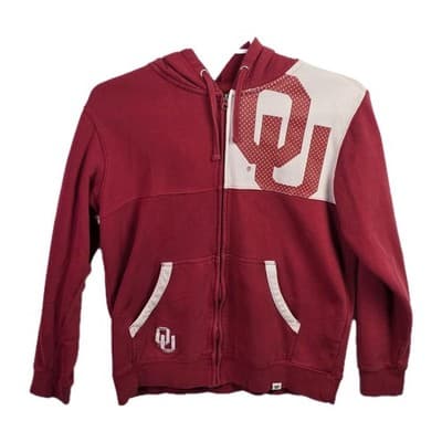 Vintage Fanatics Oklahoma Sooners Adult Medium Red Full Zip Hoodie - Image 1