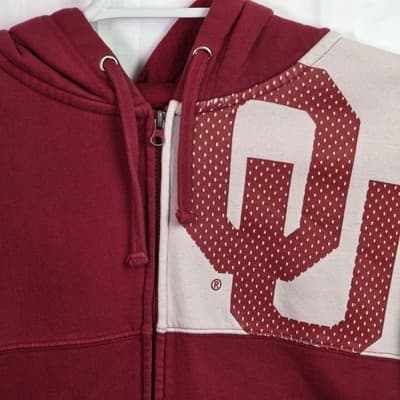 Vintage Fanatics Oklahoma Sooners Adult Medium Red Full Zip Hoodie - Thumbnail 2