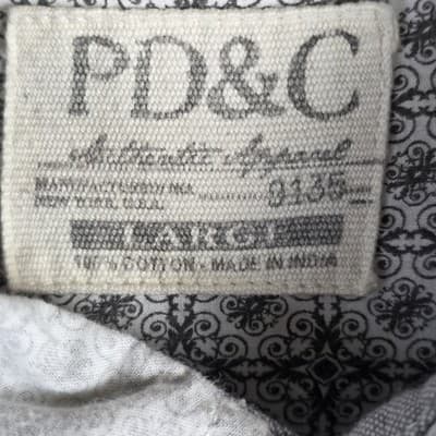 PDC Men's Large White Geometric Long Sleeve Button Up Shirt - Thumbnail 4