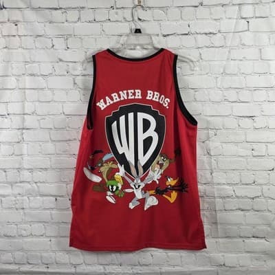 WB Men's Medium Red Looney Tunes Basketball Tank Top - Thumbnail 6