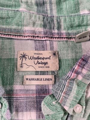 Weatherproof Men's XL Buffalo Check Linen Short Sleeve Button Up Shirt - Thumbnail 2