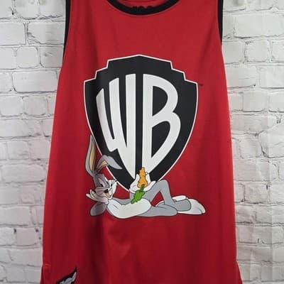 WB Men's Medium Red Looney Tunes Basketball Tank Top - Thumbnail 2