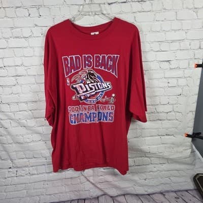 Vintage 2004 Men's 4XL Red Detroit Pistons NBA Championship T-Shirt - Thumbnail 2