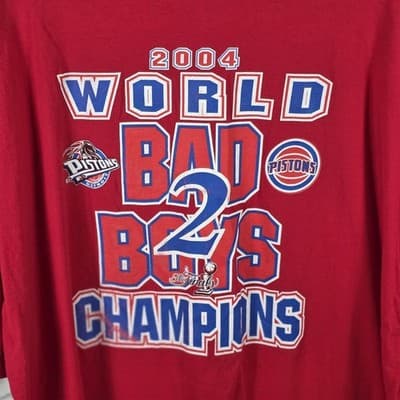 Vintage 2004 Men's 4XL Red Detroit Pistons NBA Championship T-Shirt - Thumbnail 8