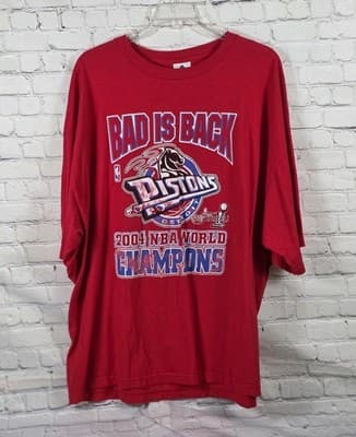 Vintage 2004 Men's 4XL Red Detroit Pistons NBA Championship T-Shirt - Image 1