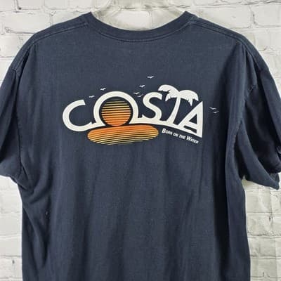 Costa Del Mar Men's XL Navy Blue"Born On The Water" Short Sleeve T-Shirt - Thumbnail 7