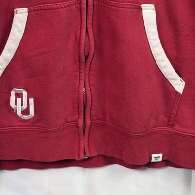 Vintage Fanatics Oklahoma Sooners Adult Medium Red Full Zip Hoodie - Thumbnail 7