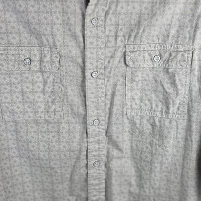 PDC Men's Large White Geometric Long Sleeve Button Up Shirt - Thumbnail 3