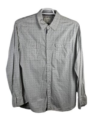PDC Men's Large White Geometric Long Sleeve Button Up Shirt - Image 1