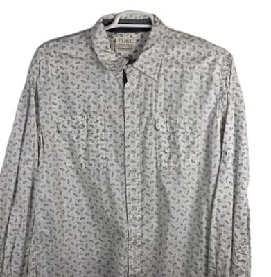 PDC Men's XL White & Blue Western Print Long Sleeve Button Up Shirt - Thumbnail 2