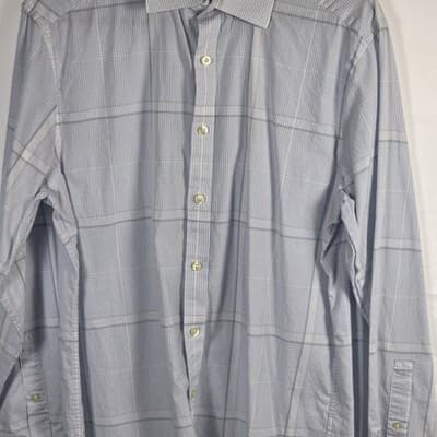 Michael Kors Shirt Men's Blue Medium 15.5 -32/33 Slim Fit Stretch Long Sleeve - Thumbnail 2
