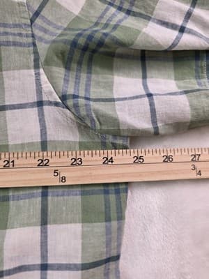 Weatherproof Men's XL Linen Green Tartan Short Sleeve Button Down Shirt - Thumbnail 4
