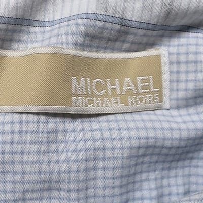 Michael Kors Shirt Men's Blue Medium 15.5 -32/33 Slim Fit Stretch Long Sleeve - Thumbnail 3