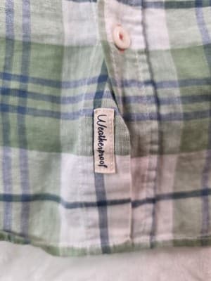 Weatherproof Men's XL Linen Green Tartan Short Sleeve Button Down Shirt - Thumbnail 3