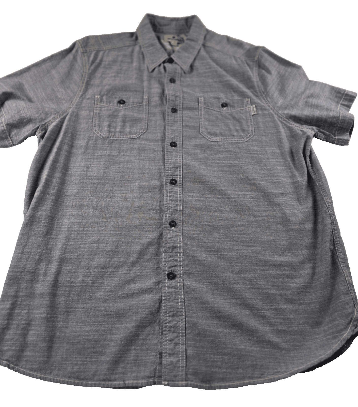 Woolrich Men's XL Steel Blue Short Sleeve Button Up Shirt - Image 1