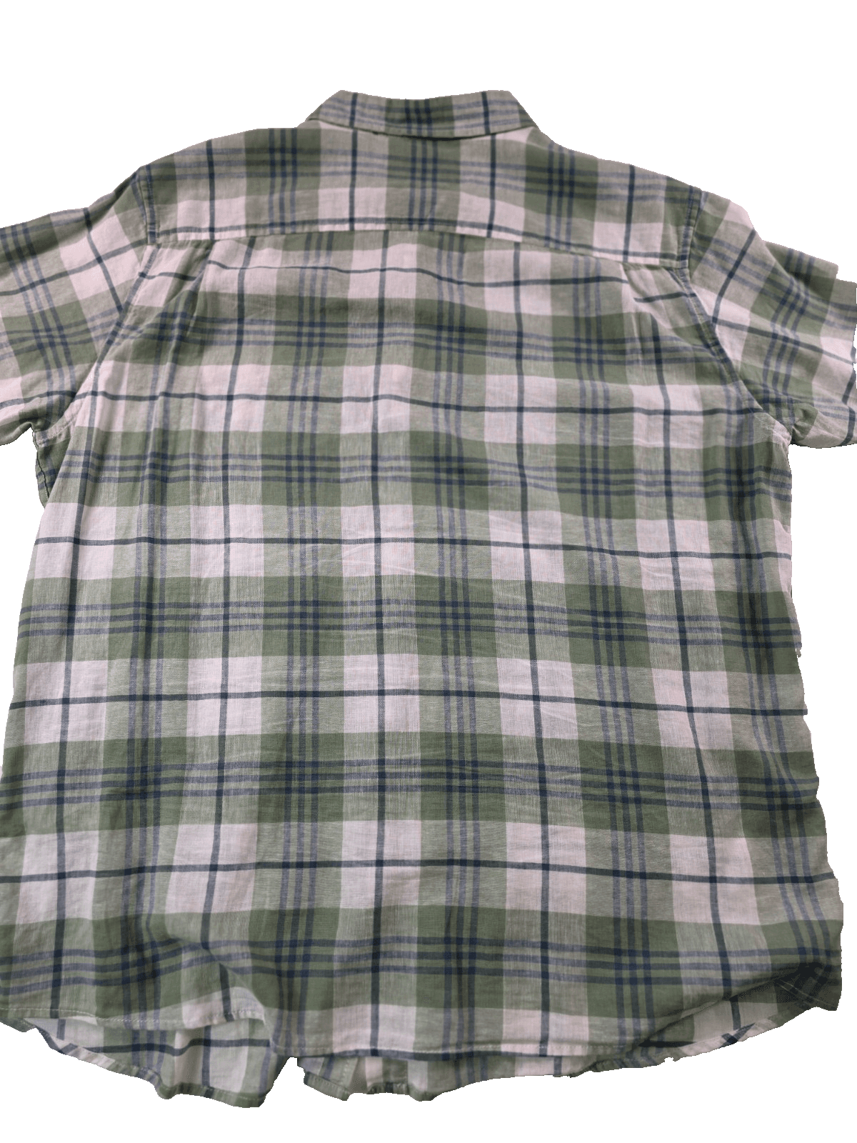 Weatherproof Men's XL Linen Green Tartan Short Sleeve Button Down Shirt - Thumbnail 5