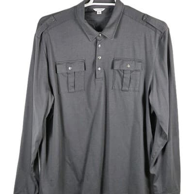 Calvin Klein Shirt Adult XL Gray Long Sleeve 2 Front Pockets Mens - Image 1