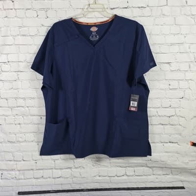 Dickie's Women's 3XL Blue EDS Essentials Moisture Wicking Scrub Top - Image 1