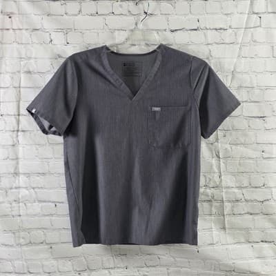 Figs Catarina Women's Large Gray Scrubs Technical Collection Scrub Top - Image 1