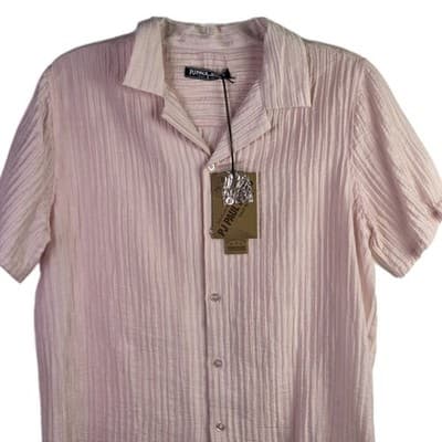 NWT PJ Paul Jones Men's Small Pink Textured Casual Shirt Sleeve Button-Up Shirt - Thumbnail 2