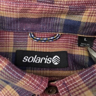 SOLARIS Men's Large Red Buffalo Check Long Sleeve Button Up Shirt - Thumbnail 2