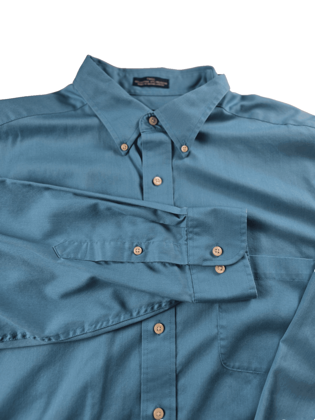 Izod Men's Large 17 34/35 Teal Regular Fit Long Sleeve Button Up Shirt *FLAWED* - Image 1