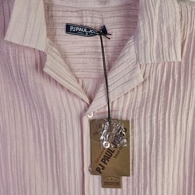 NWT PJ Paul Jones Men's Small Pink Textured Casual Shirt Sleeve Button-Up Shirt - Thumbnail 3