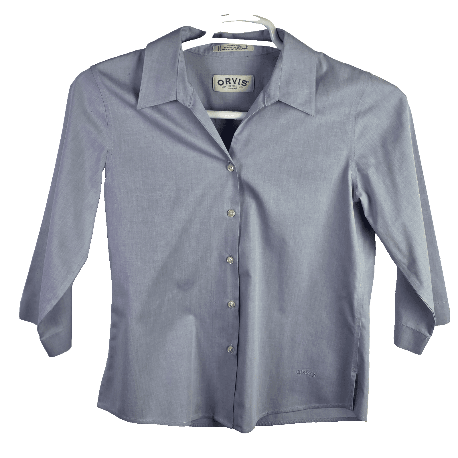 Orvis Womens Size 6 Blue Long Sleeve Button-Down Shirt - Thumbnail 2