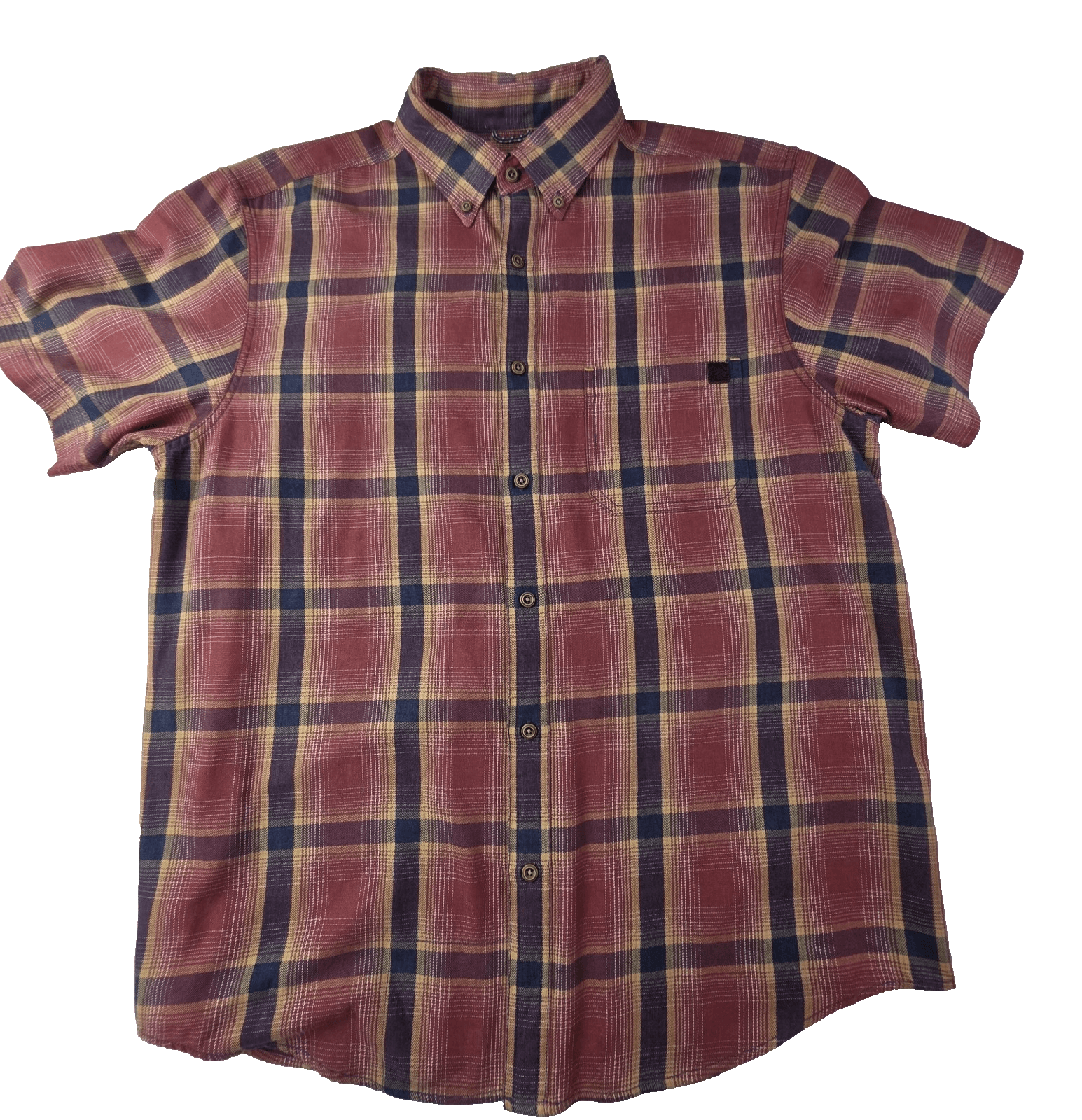 SOLARIS Men's Large Red Buffalo Check Long Sleeve Button Up Shirt - Image 1