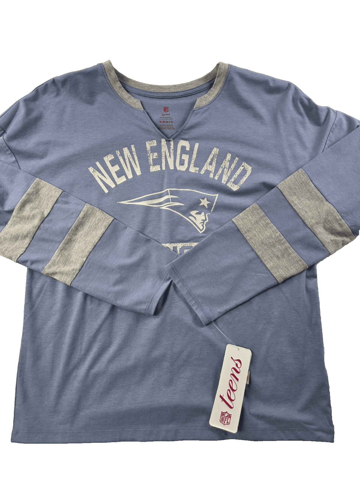 NWT Team Apparel New England Patriots Teens Medium 7/9 Light Blue Shirt - Thumbnail 2