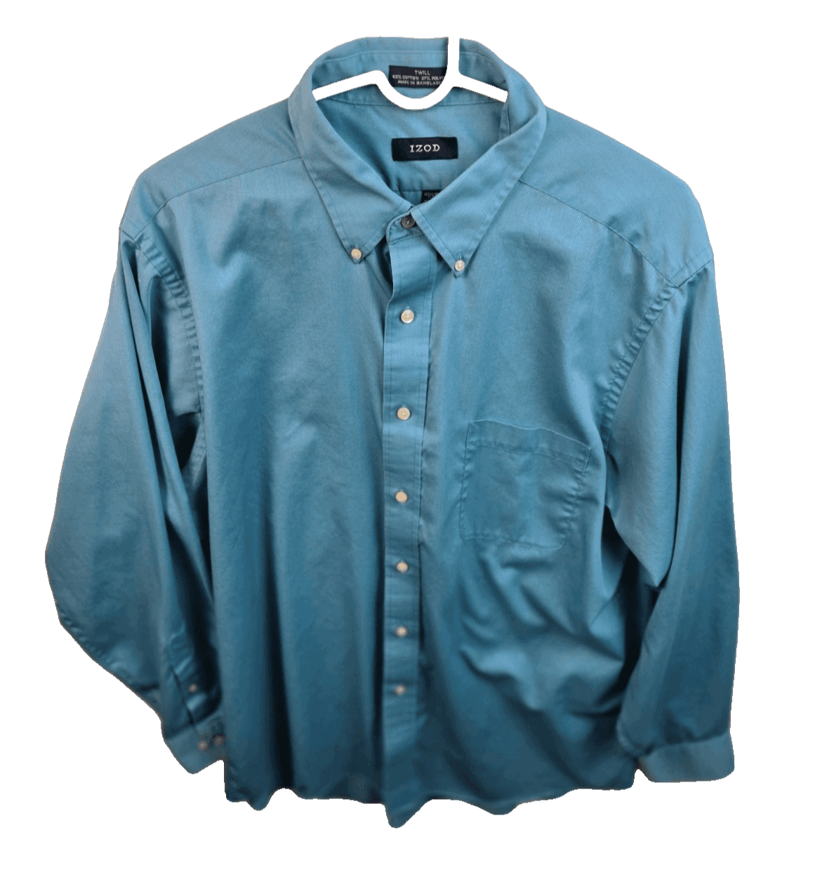 Izod Men's Large 17 34/35 Teal Regular Fit Long Sleeve Button Up Shirt *FLAWED* - Thumbnail 9