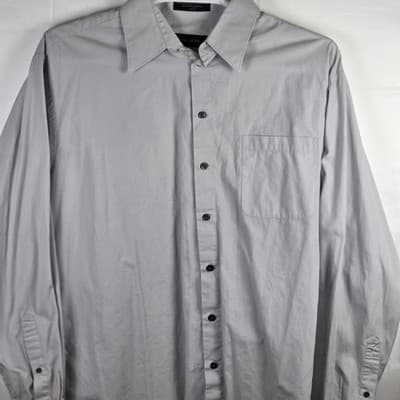 Claiborne Men's Gray 17.5/36-37 Long Sleeve Button Up Shirt - Thumbnail 2