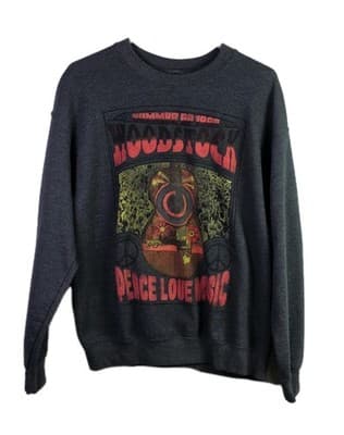 VTG 1969 Woodstock Unisex Medium Dark Gray Long Sleeve Pullover - Image 1