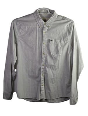 Hollister Shirt Mens Large Blue White Stripe Button Down Long Sleeve Cotton - Image 1