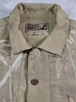 Tiki Classic 100% Silk SZ Large Embroidered Palm Tree Hawaiian Shirt - Thumbnail 3