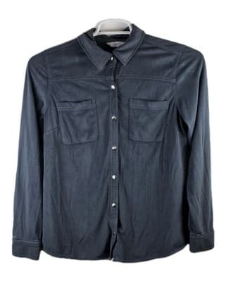 Denim & Co. Women's Small Teal Button Down Shirt - Thumbnail 2