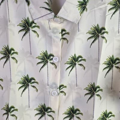 Happy Bay Men's Medium Yellow Hawaiian Palm Tree Button Up Shirt - Thumbnail 7