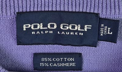 Polo Ralph Lauren Golf Men's Large Purple Cashmear & Cotton V-Neck Knit Sweater - Thumbnail 3