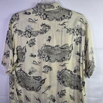 Caribbean Shirt Mens Medium Short Sleeve Casual Hawaiian Tropical Linen - Thumbnail 9
