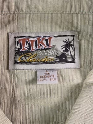 Tiki Classic 100% Silk SZ Large Embroidered Palm Tree Hawaiian Shirt - Thumbnail 4