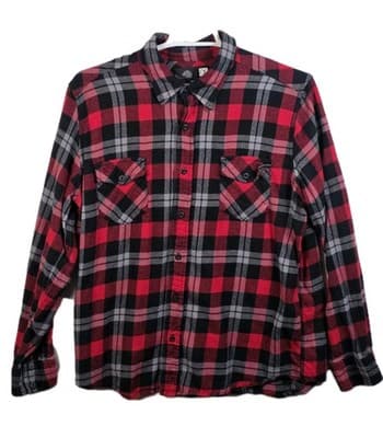 Ocean Pacific Men's XL Red Flannel Plaid Long Sleeve Button Down - Image 1