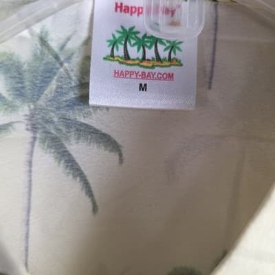Happy Bay Men's Medium Yellow Hawaiian Palm Tree Button Up Shirt - Thumbnail 4