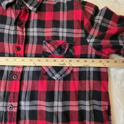 Ocean Pacific Men's XL Red Flannel Plaid Long Sleeve Button Down - Thumbnail 4